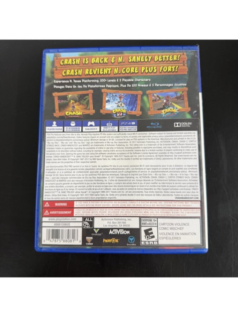 Playstation PS4 CRASH BANDICOOT N-SANE TRILOGY - Picture 2 of 5